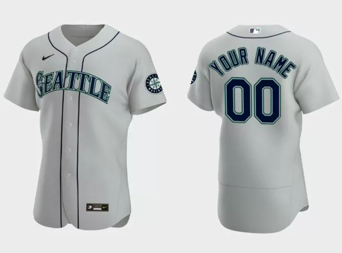 Men's Gray Seattle Mariners ACTIVE PLAYER Custom Flex Base Stitched Jersey